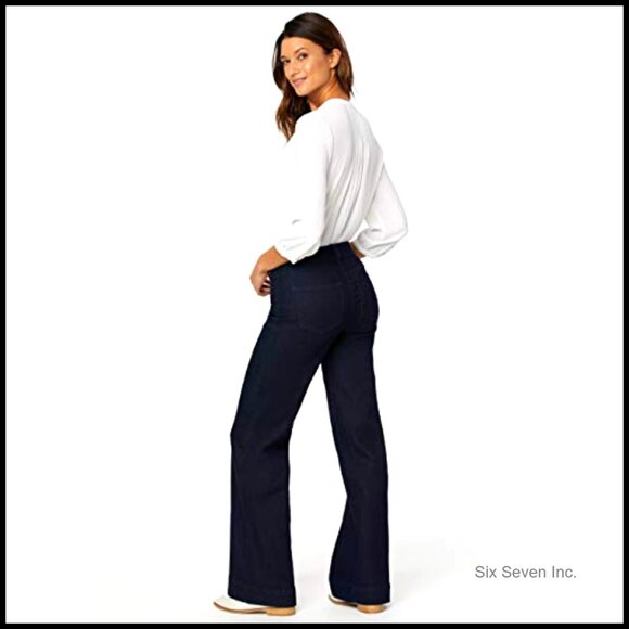 Wide Leg Trouser Jeans Chic Flattering Fit Lift Tuck Technology Earth Friendly - Picture 3 of 7